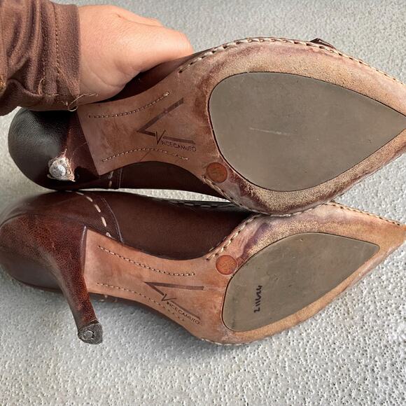 y2k vintage 00's brown leather high heels vince camuto it girl | size 7.5 - Picture 7 of 7